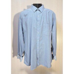 Johnston‎ & Murphy Mens Blue Print Long Sleeve Dress Shirt XXL